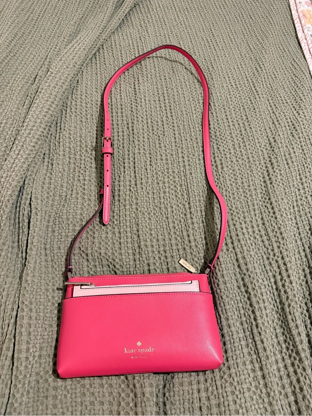 kate spade Hot Pink Crossbody Wallet with Light Pink Trim
